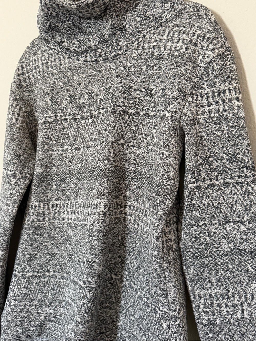 Columbia Fair Isle Cowl Neck Fleece Pullover Sweater Gray Nordic Medium - Picture 3 of 5